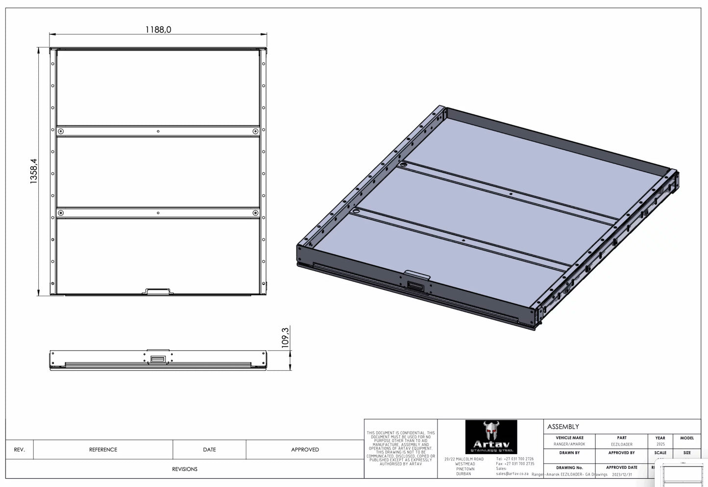 ARTAV VW Amarok (2023-Present) EeziLoader Cargo Tray - Double Cab