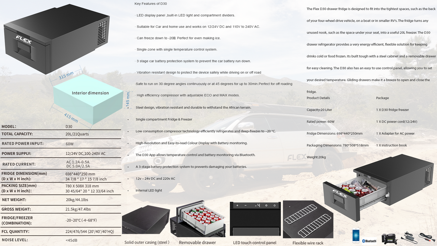 FLEX D30 Camping Fridge-Freezer