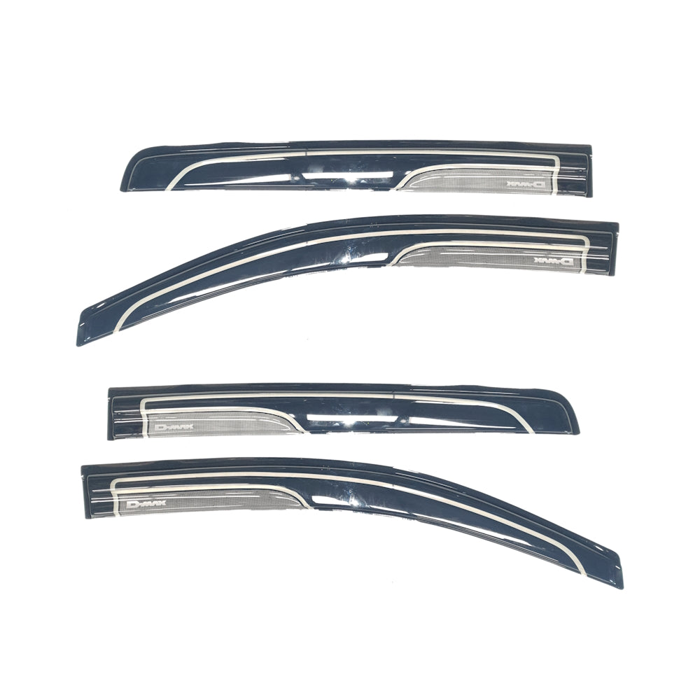Isuzu DMAX 2012-2021 Double Cab Weather Guards, with Logo - Black/White