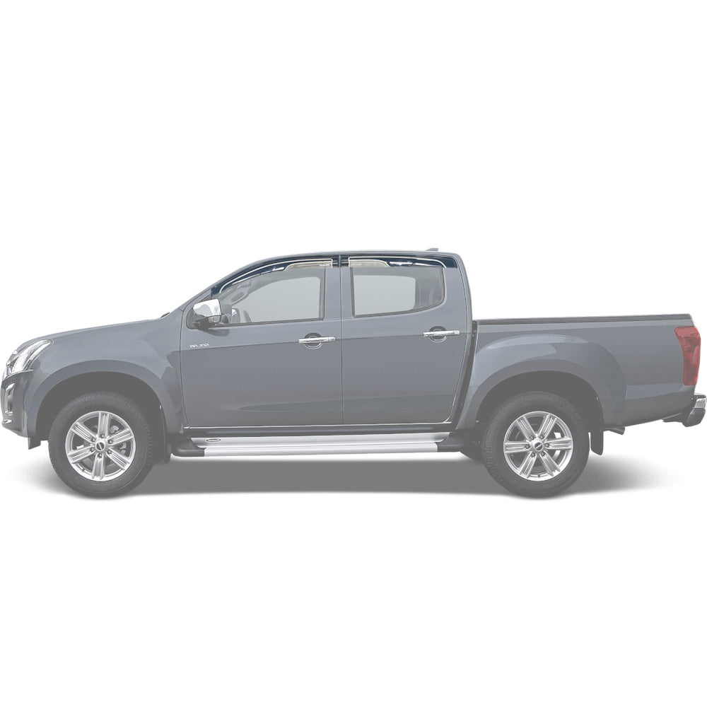 Isuzu DMAX 2012-2021 Double Cab Weather Guards, with Logo - Black/White