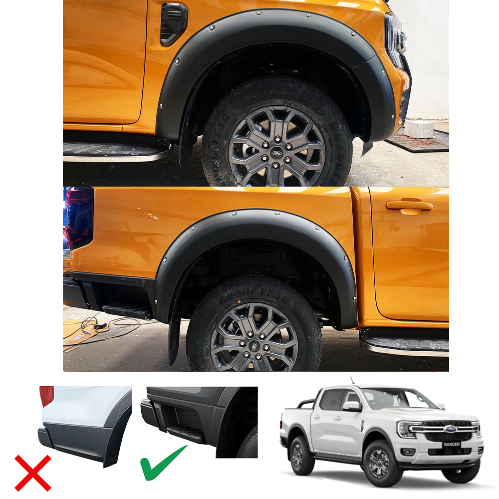 Ford Ranger 2023+ T9 V2 Fender Flares Matt Black (Thai)