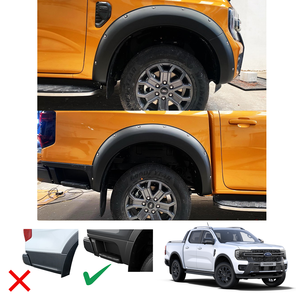 Ford Ranger 2023+ T9 V2 Fender Flares Matt Black (Thai)
