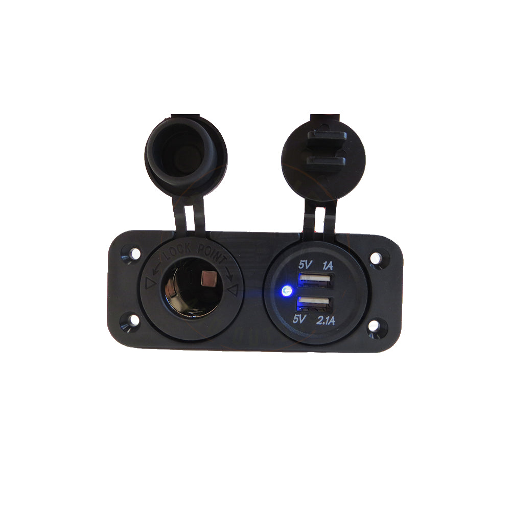 2 Hole Panel 3.1A Dual USB with Power Socket
