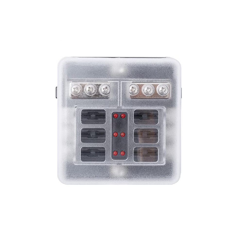 LED 6 Way fuse Box with Negative Bus Bar