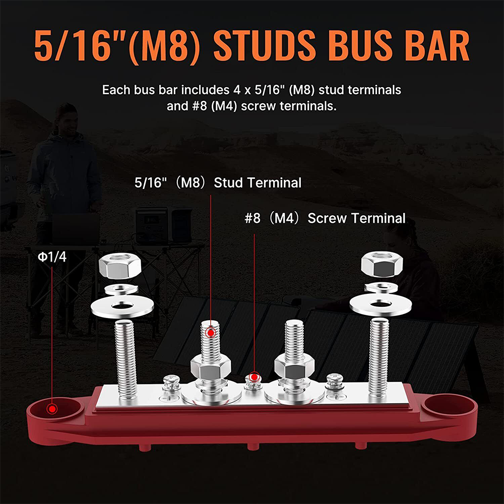 250A Negative Bus Bar Black and Red