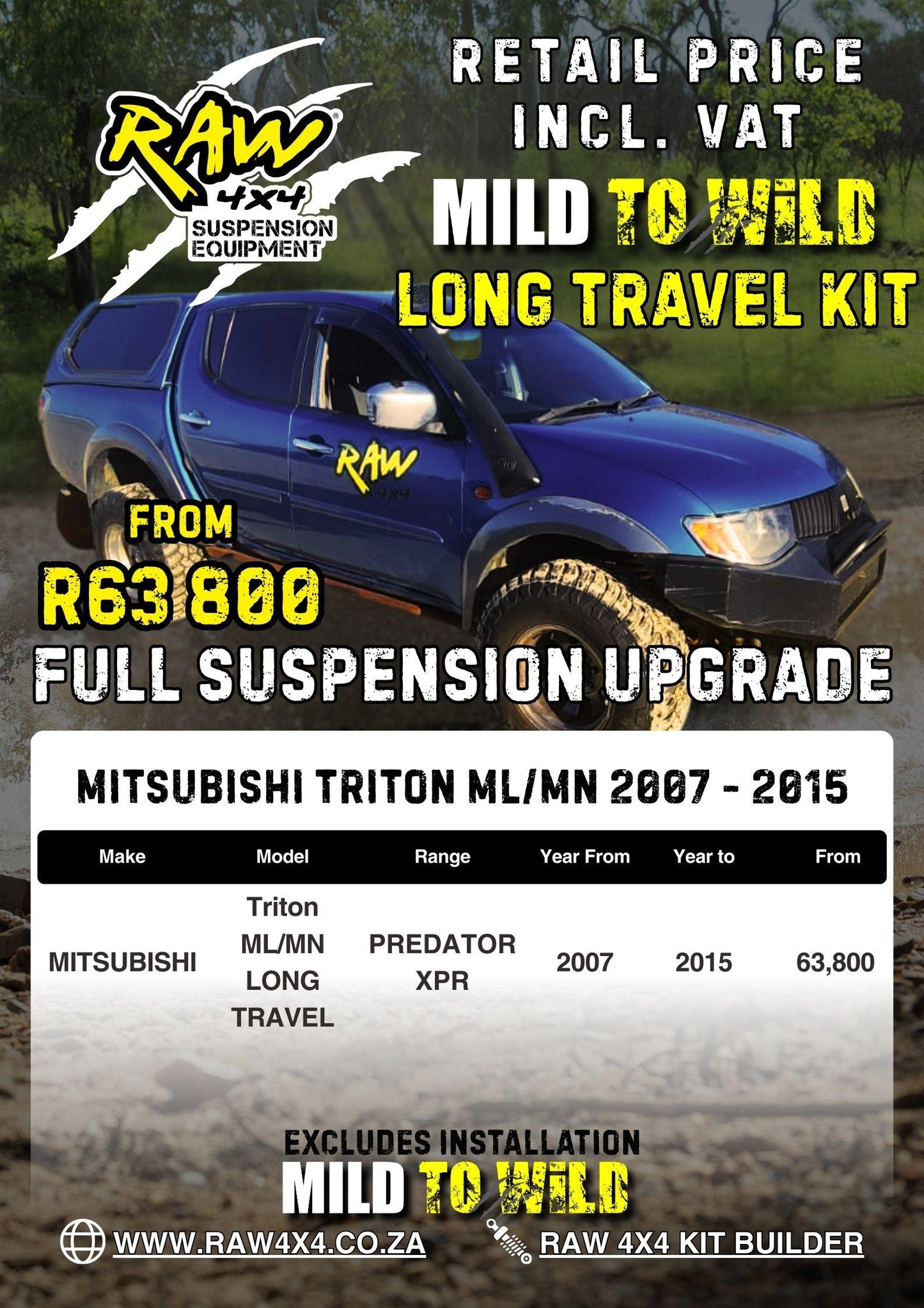 RAW 4x4 Mitsubishi Triton (2005-2015) Suspension Lift Kit