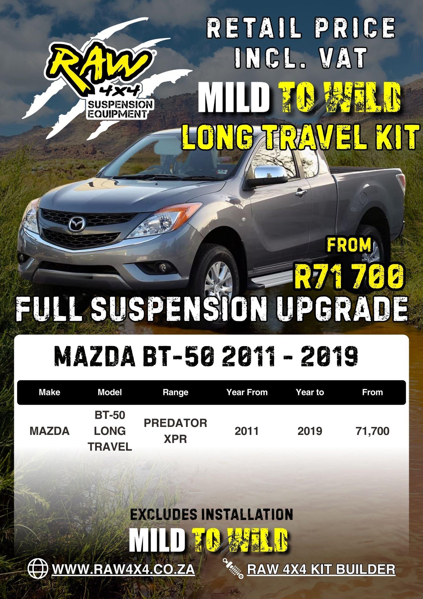 RAW 4x4 Mazda BT-50 (2012-2018) Suspension Lift Kit