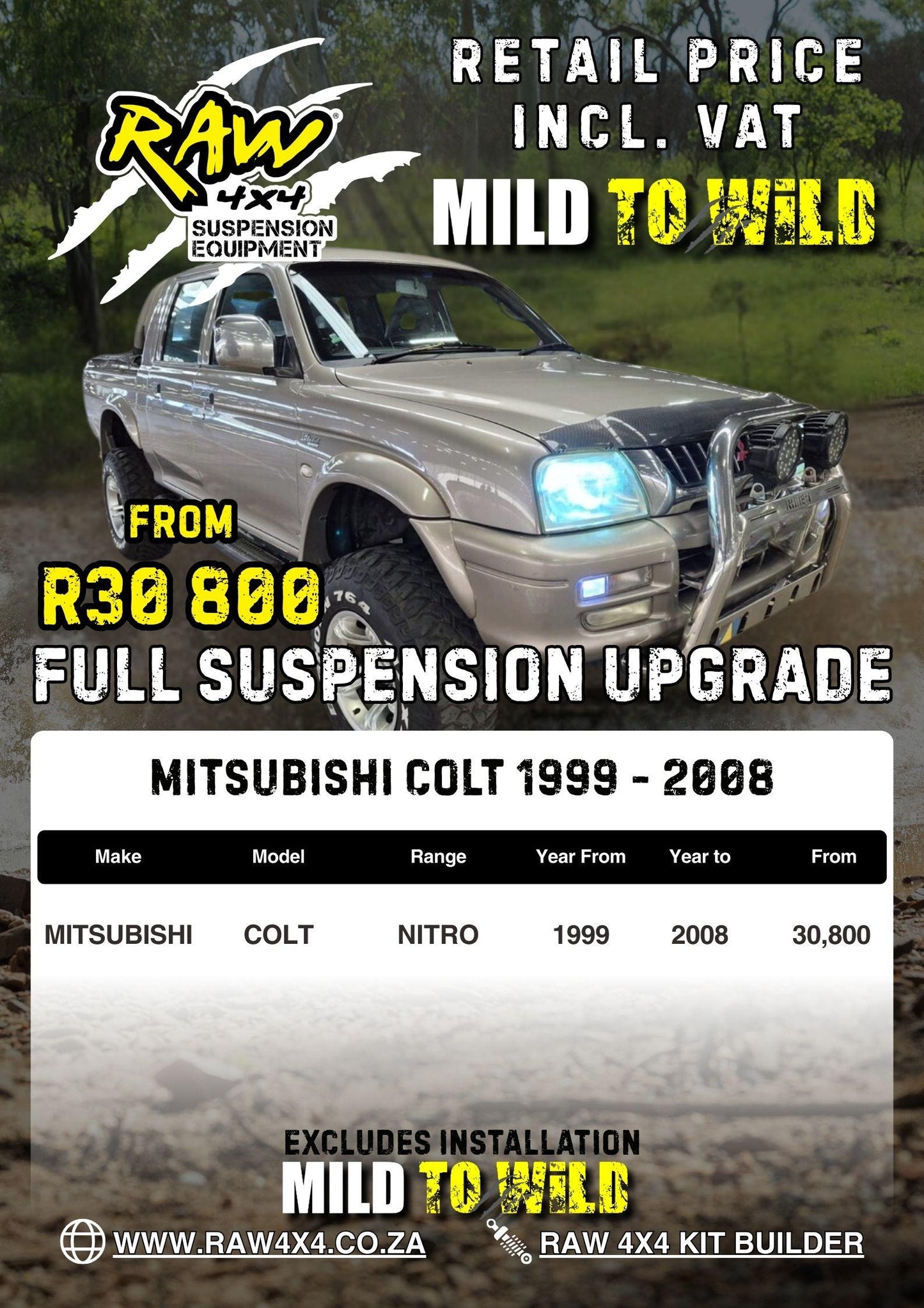 RAW 4x4 Mitsubishi Colt (1999-2008) Suspension Lift Kit
