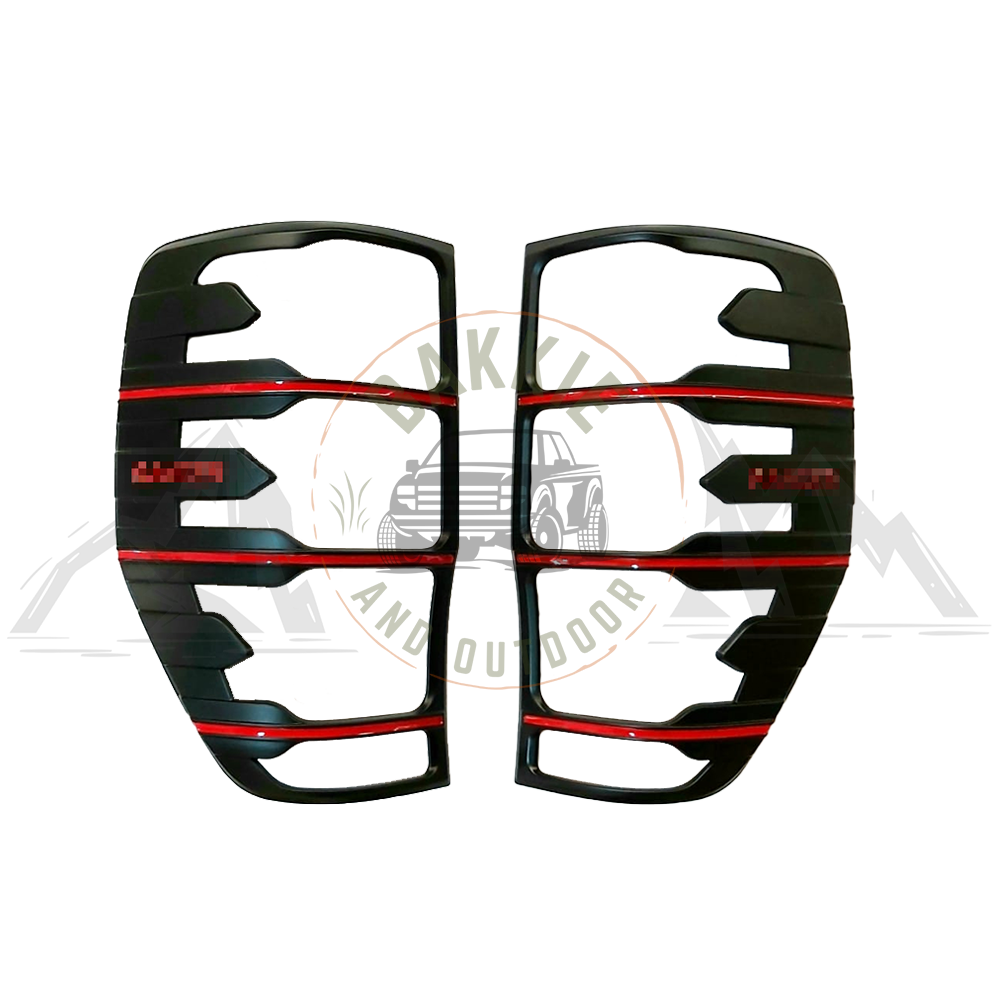 Ford Ranger T6+ Tail Light Cover Matt Black/Red