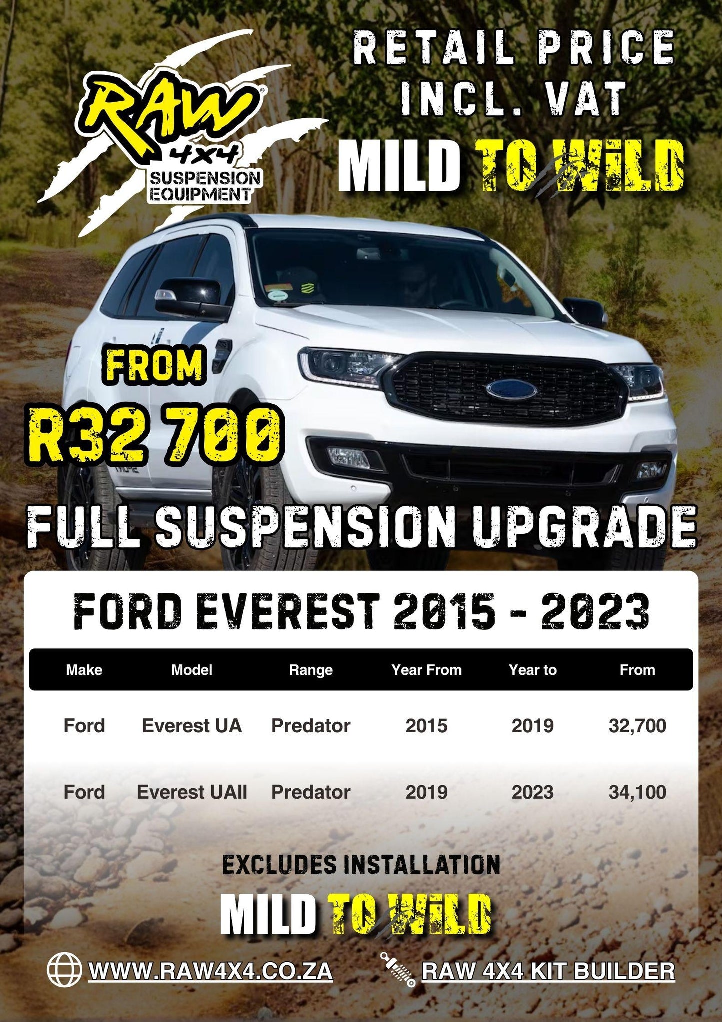 RAW 4x4 Ford Everest (2015-2023) Suspension Upgrade Kit