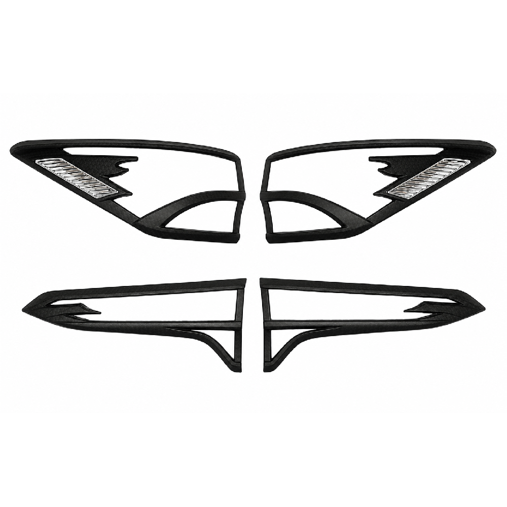 Toyota Fortuner 2.4L (2016 - 2020) Tail Light Trims - Black w/ Carbon Texture