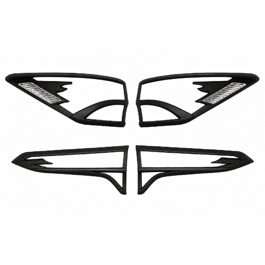 Toyota Fortuner 2.4L (2016 - 2020) Tail Light Trims - Black w/ Carbon Texture