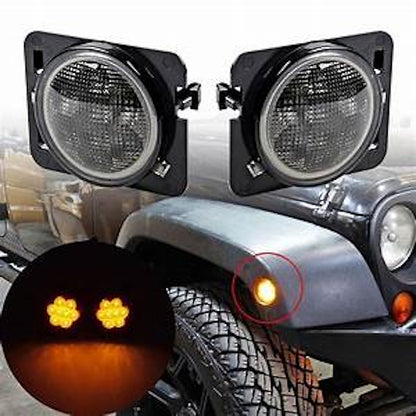 Jeep JK Fender Indicators with Smoked Lens & Halo (OEM Style)