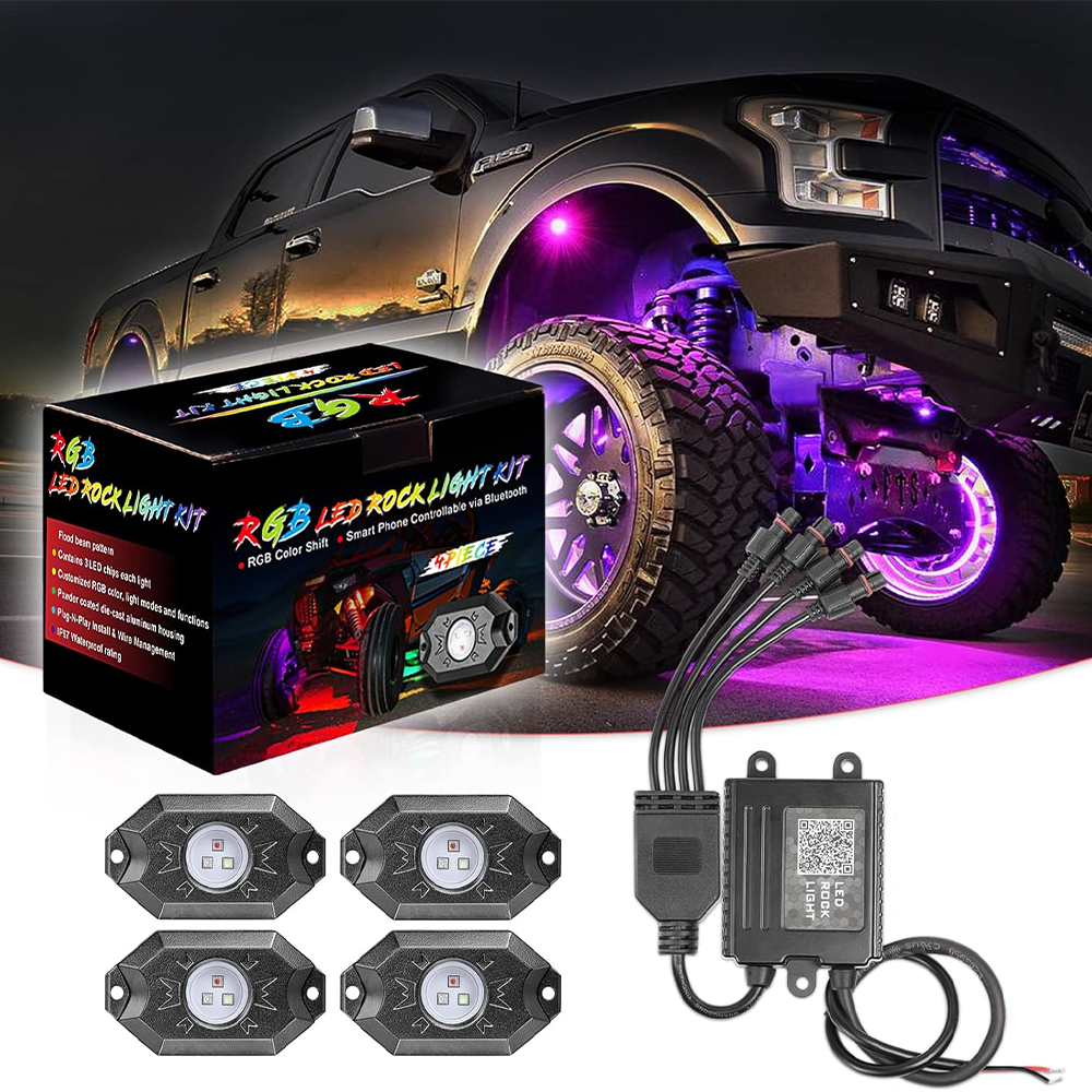 IP68 LED Rock Light kit Set 4pcs