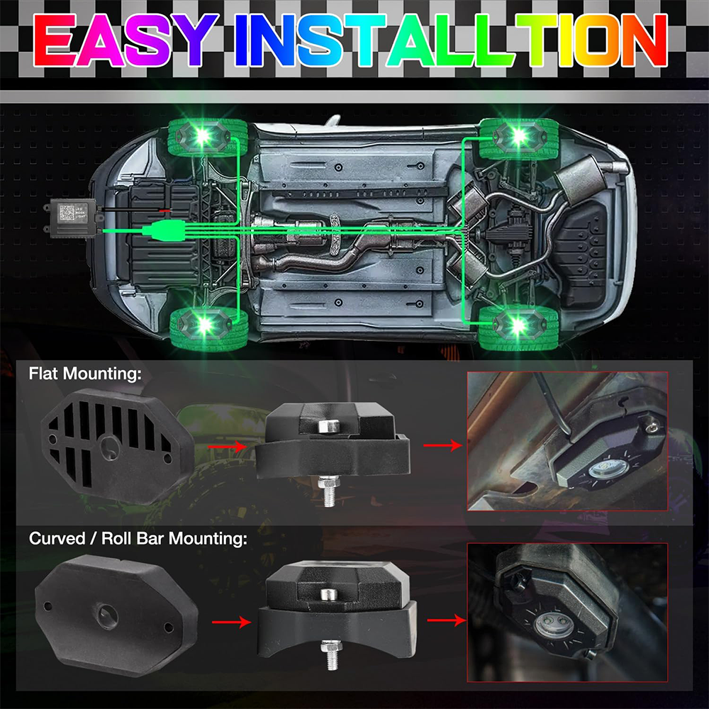 IP68 LED Rock Light kit Set 4pcs