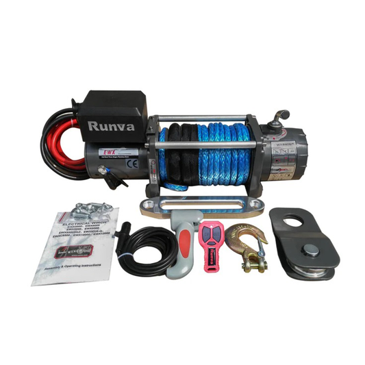 RUNVA RW13XPS Winch 12V w/ Synthetic Rope (13,000lbs/5,897kg) Wired + Wireless Remote