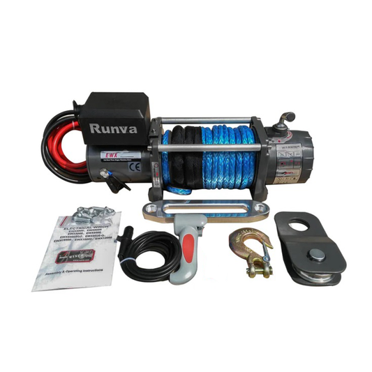RUNVA RWEWB9500S Winch 12V w/ Synthetic Rope (9,500lbs/4,309kg) - EWB Ratchet Paw Brake System