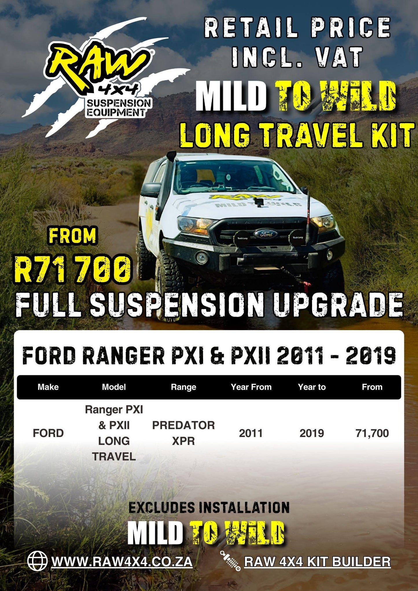 RAW 4x4 Ford Ranger PXI & PXII (2012-2019) Suspension Upgrade Kit