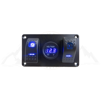 2 Way Switch Panel Dual with Blue LED Voltmeter
