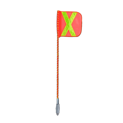 Safety Whip with Orange flag with LED Wrap (RED)