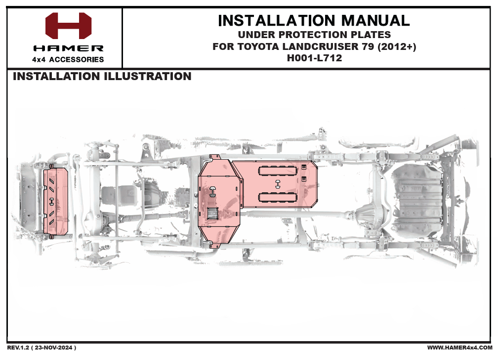 Hamer Toyota Land Cruiser 79 Series (2007-Present) Underbody Protection Plates