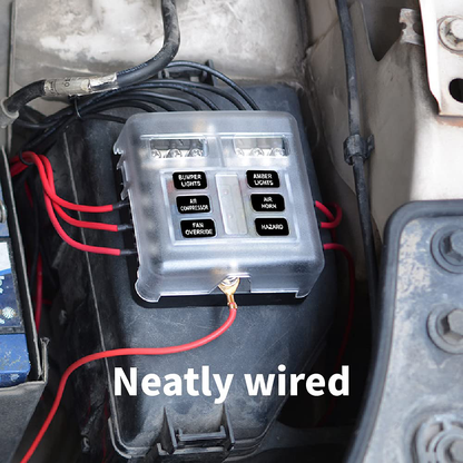 LED 6 Way fuse Box with Negative Bus Bar