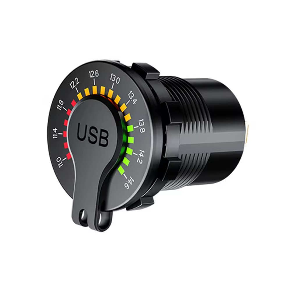 Dual QC3.0 USB Charger with LED Digital Voltmeter & On/Off Switch