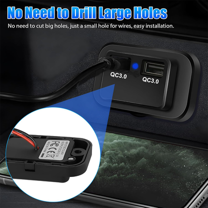 LED Dual USB Plug QC3.0 Square Panel