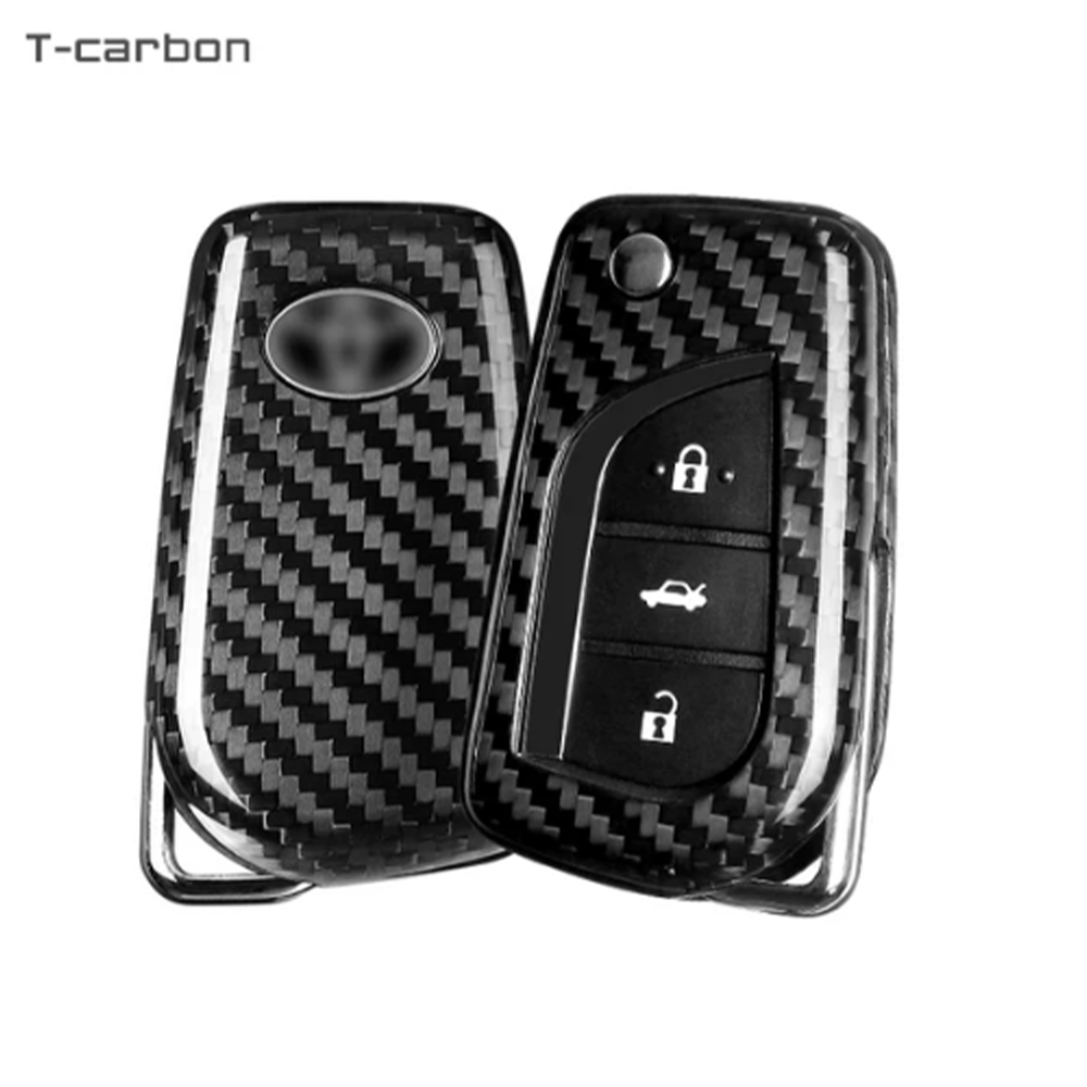 T-Carbon Toyota 3 Button Key Cover Flip Key (Real Carbon Fibre)