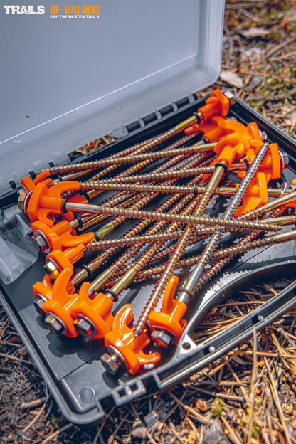 Roamer 205x7mm Screw in Tent Peg Set with Socket - 20pcs, Orange