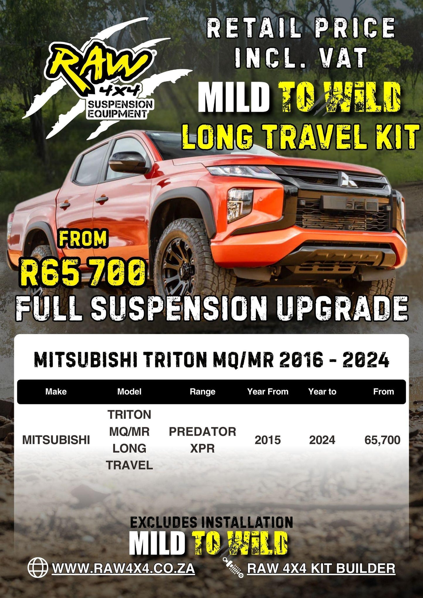 RAW 4x4 Mitsubishi Triton (2015-2023) Suspension Lift Kit