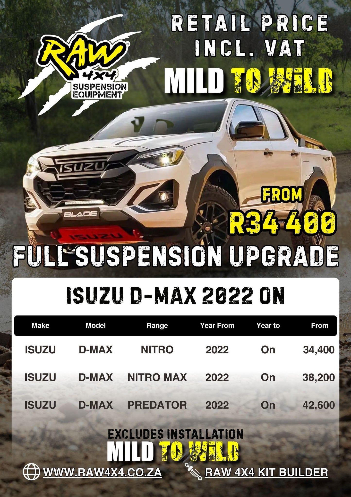 RAW 4x4 Isuzu D-Max (2022-Present) Suspension Lift Kit