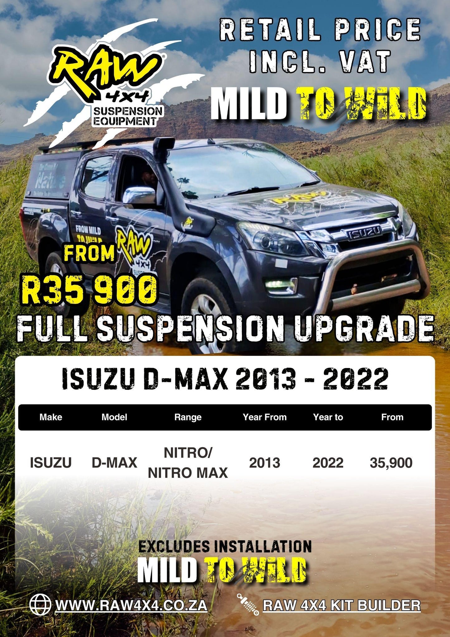 RAW 4x4 Isuzu D-Max (2012-2021) Suspension Lift Kit