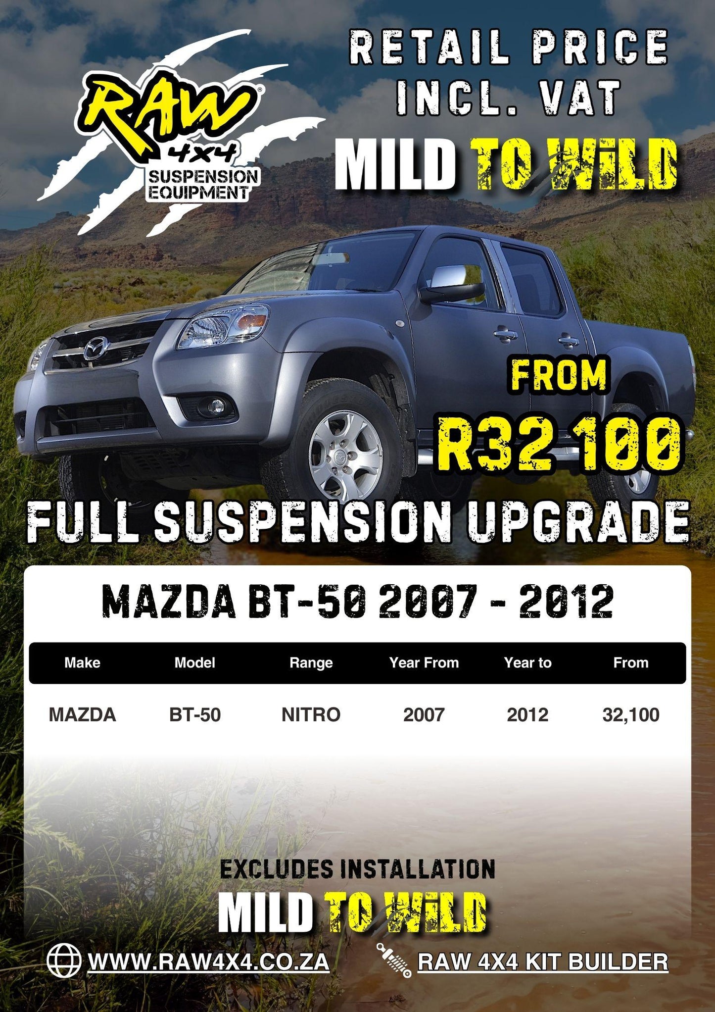 RAW 4x4 Mazda BT-50 (2006-2011) Suspension Lift Kit