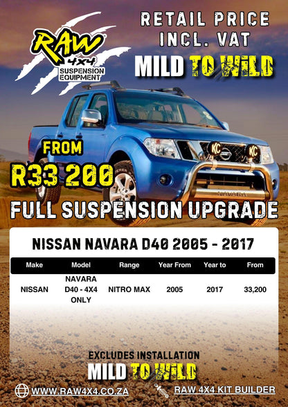 RAW 4x4 Nissan Navara D40 (2007-2014) Suspension Lift Kit