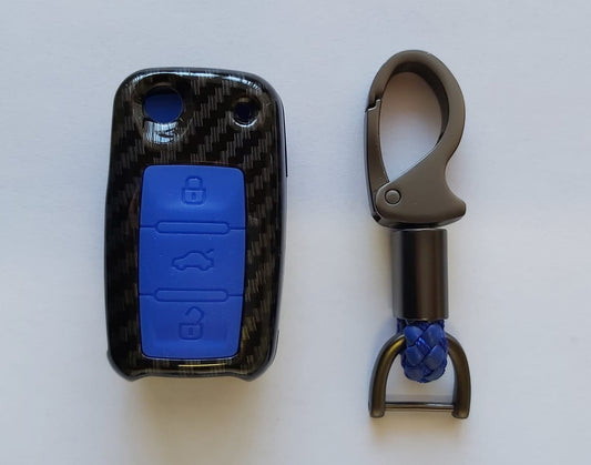 VW B-Style 3 Button Key Cover Carbon Blue