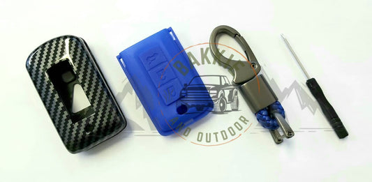 Mitsubishi Pajero Sport 3 Button Key Cover Carbon Blue