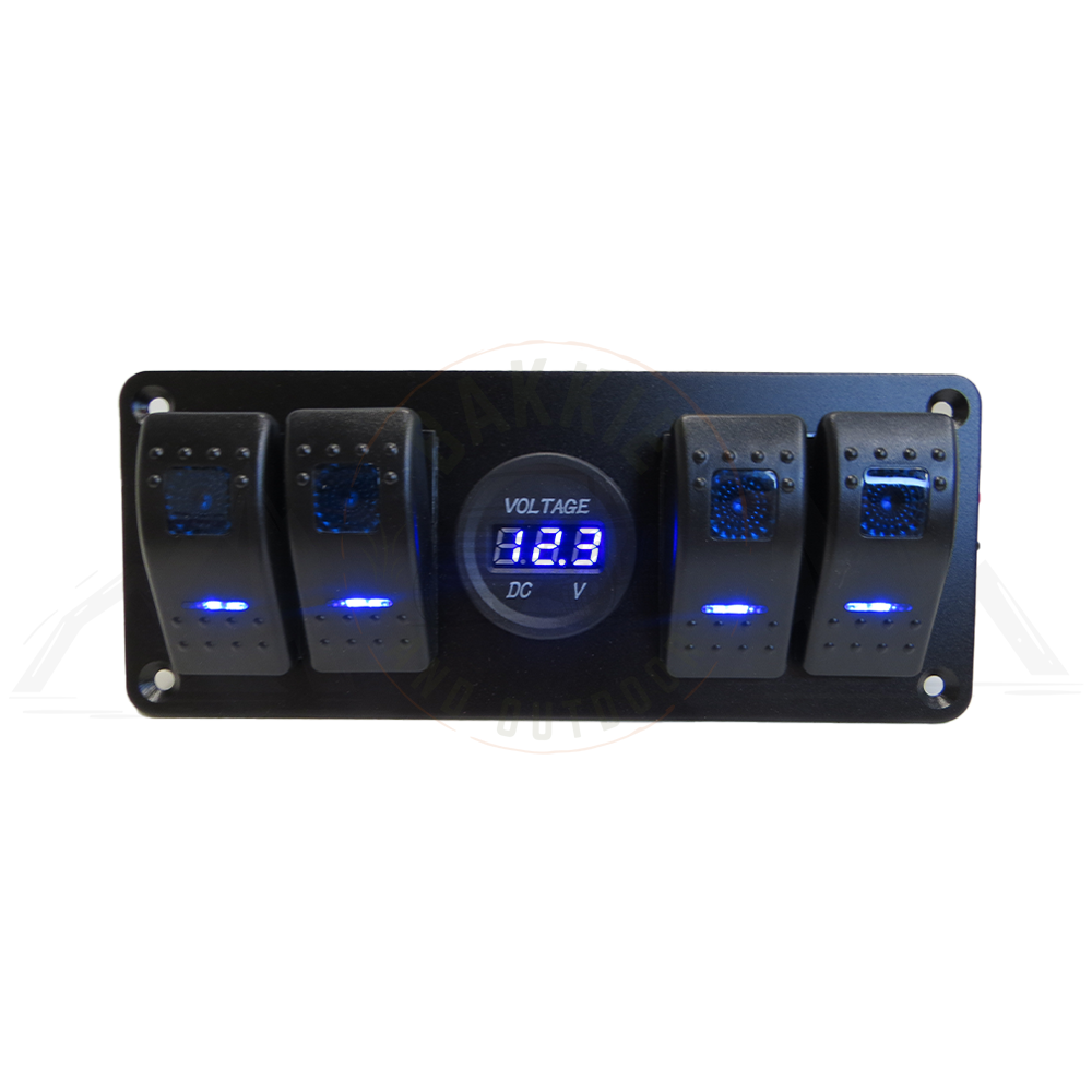 Led Blue Switch 4 Way Switch Panel Dual Blue LED with Blue Voltmeter – Bakkie & Outdoor