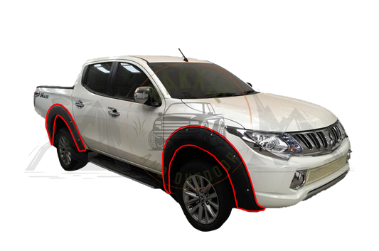 Mitsubishi Triton 2016-2019 V2 Studded Fender Flares Orange Peel