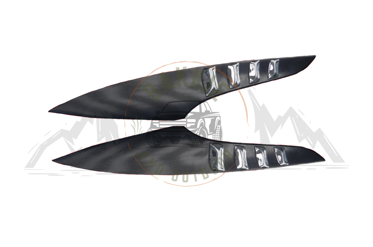 Mitsubishi Triton 2016-2019 Side Bonnet Vents Matt Black & Chrome